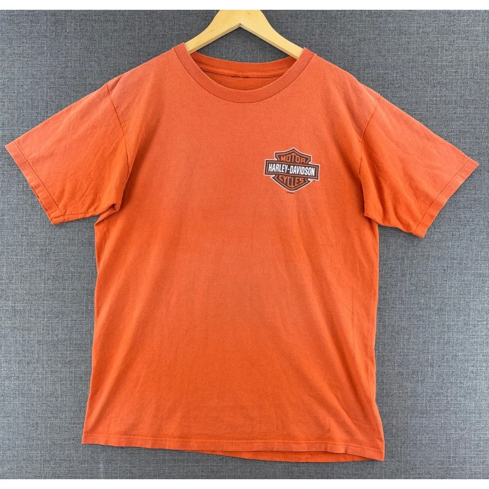 Harley-Davidson Heritage Lisle IL Eagle Graphic T-Shirt Orange Mens L
